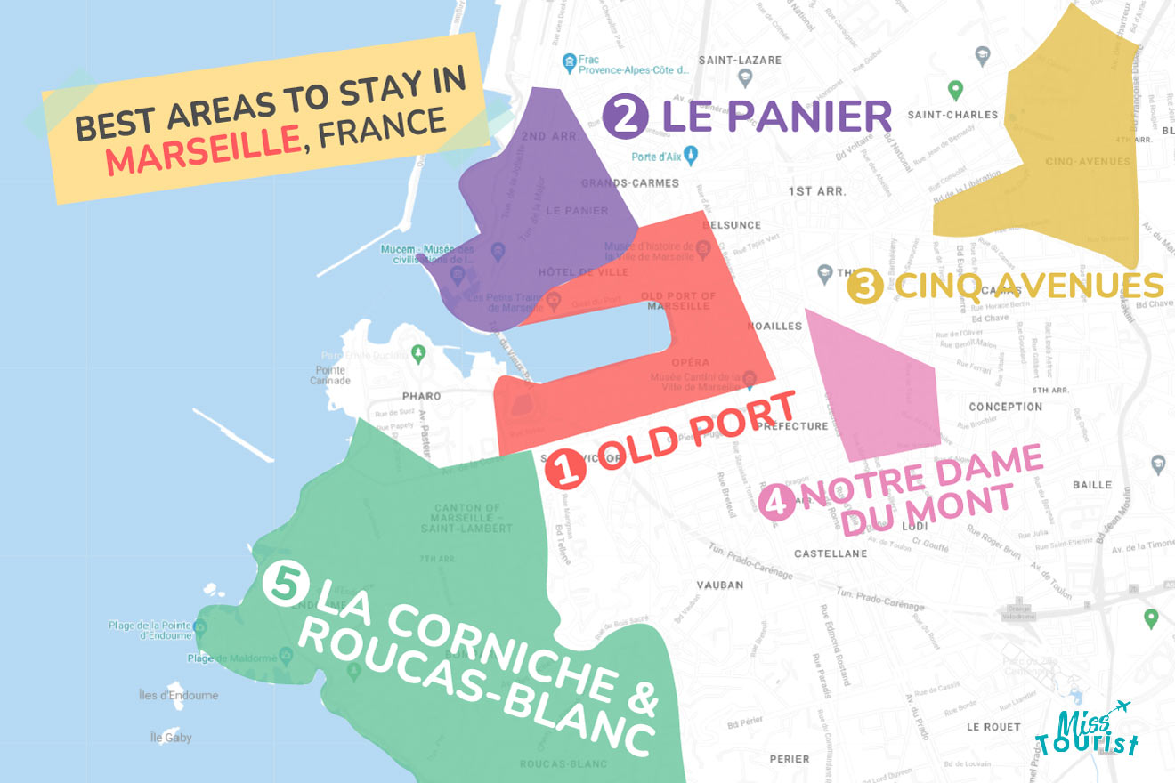 Map of best places to stay Marseille